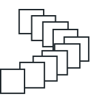 A graphic of overlapping squares in the shape of an arrow